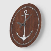 Nautical Mahogany Anchor Steel Große Wanduhr (Winkel)