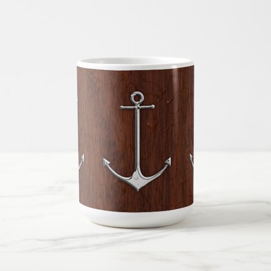 Nautical Mahogany Anchor Steel Kaffeetasse (Mittel)