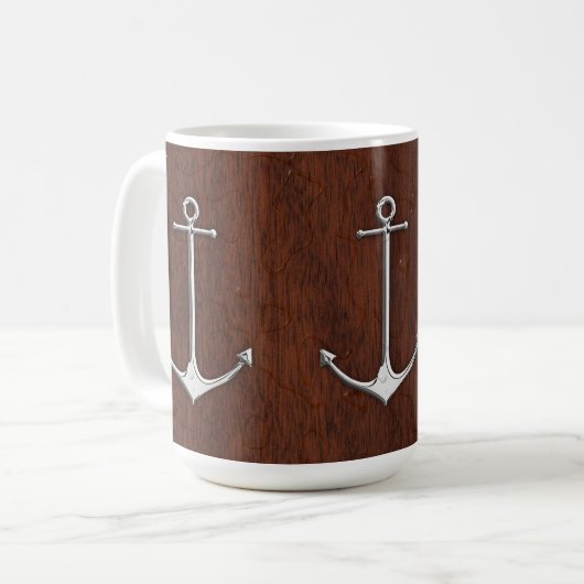 Nautical Mahogany Anchor Steel Kaffeetasse (Vorderseite Links)