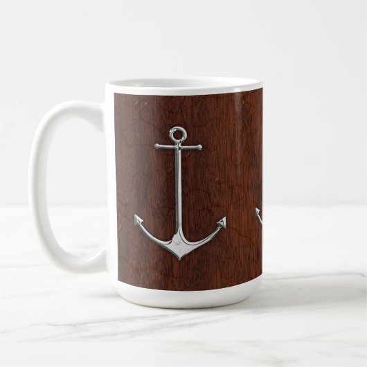 Nautical Mahogany Anchor Steel Kaffeetasse (Links)