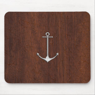 Nautical Mahogany Anchor Steel Mousepad