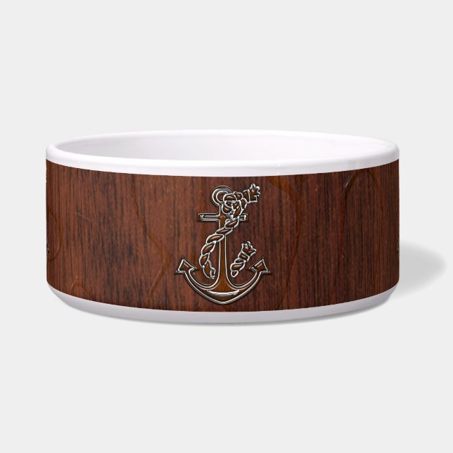 Nautical Mahogany Anchor Steel Napf (Vorderseite)