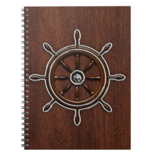 Nautical Mahogany Nautical Wheel Notizblock