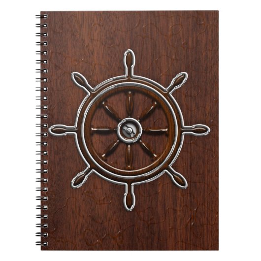 Nautical Mahogany Nautical Wheel Notizblock (Vorderseite)