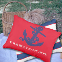 Nautical Marine Anchor Stripe Red Beach House