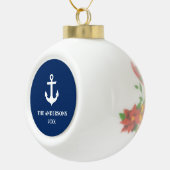 Nautical Marine Blue Anchor Name Year Keramik Kugel-Ornament (Rechts)