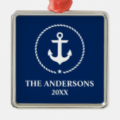 Nautical Marine Blue Anchor Name Year Ornament Aus Metall (Vorne)