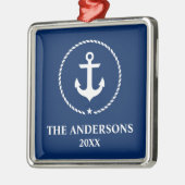 Nautical Marine Blue Anchor Name Year Ornament Aus Metall (Links)