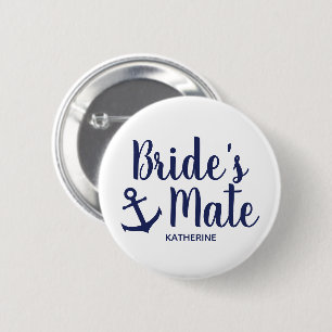 Nautical Marine Blue Braut Partner Anker Bridesmai Button