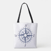 Nautical Marine Blue Schiff Kompass , Beutel Handt Tasche (Rückseite)