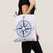 Nautical Marine Blue Schiff Kompass , Beutel Handt Tasche (Von Nahem)