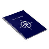 Nautical Marine Blue & White Wind Rose Kompass Sta Notizblock (Rechte Seite)
