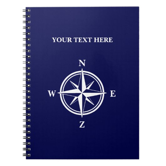 Nautical Marine Blue & White Wind Rose Kompass Sta Notizblock (Vorderseite)