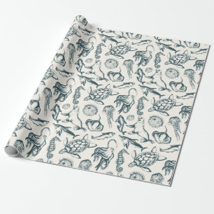 Nautical marine life wrapping paper geschenkpapier