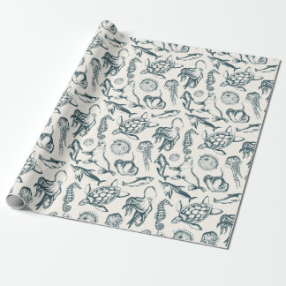 Nautical marine life wrapping paper geschenkpapier