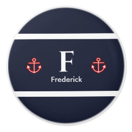 Nautical Marine Marine Marine Blue White Stripes D Keramikknauf