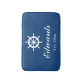 Nautical marineblau Nachname Teppich Badematte (Vorderseite Vertikal)