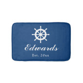 Nautical marineblau Nachname Teppich Badematte (Vorderseite)