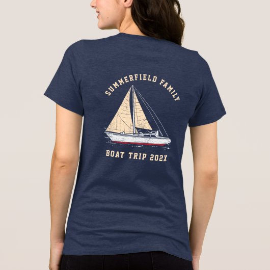 Nautical Matching Family Boat Trip Custom Tri-Blend Shirt (Rückseite)