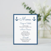 Nautical Menu Navy Blue Wedding Ocean Beach Sailor (Stehend Vorderseite)