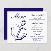 Nautical Menu Ship Anchor Navy Blue Wedding (Vorne/Hinten)
