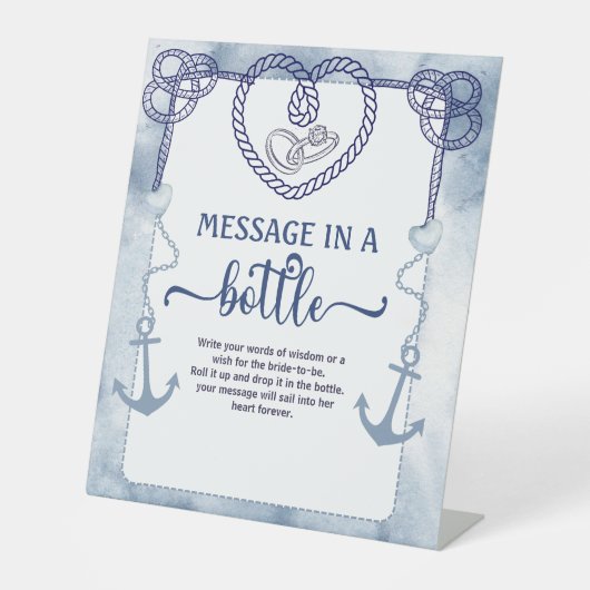 Nautical Message In A Bottle Bridal Shower Advice Sockelschild (Vorderseite)