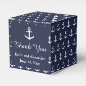 Nautical Midnight Blue mit weißen Ankern Geschenkschachtel (Vorderseite)