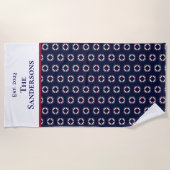Nautical Modern Navy Blue Monogram Life Preserve Strandtuch (Vorderseite)