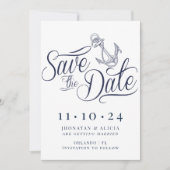 Nautical Modern White and Blue Save the Date Einladung (Vorderseite)