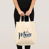 Nautical Mom Established Navy Blue Script Tote Bag Tragetasche (Vorderseite (Produkt))