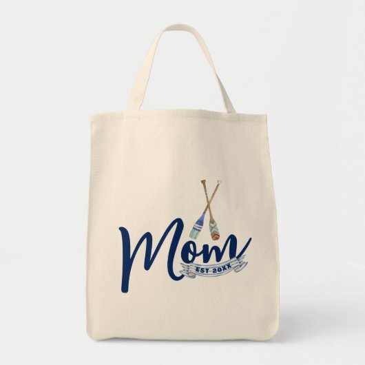 Nautical Mom Established Navy Blue Script Tote Bag Tragetasche (Vorne)