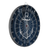 Nautical Monogram Anchor Navy Blue Wood Dartscheibe (Vorderseite Links)