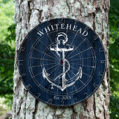 Nautical Monogram Anchor Navy Blue Wood Dartscheibe