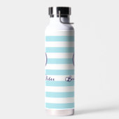 Nautical Monogram Beach Vibes Blue White Striping Trinkflasche (Links)