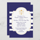 Nautical Monogram Couples Wedding Brautparty Einladung (Vorne/Hinten)