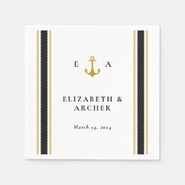 Nautical Monogram Wedding Cocktail Napkin Serviette