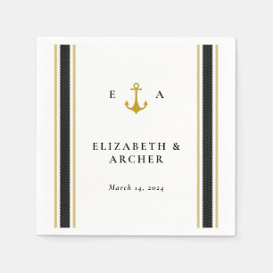 Nautical Monogram Wedding Cocktail Napkin Serviette