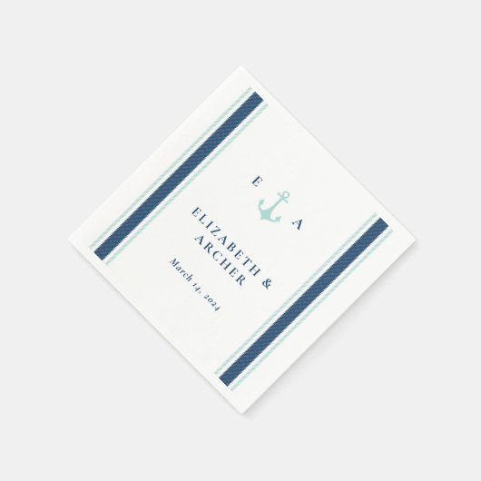Nautical Monogram Wedding Cocktail Napkin Serviette (Ecke)