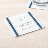 Nautical Monogram Wedding Cocktail Rechteckiger Pappuntersetzer (angewinkelt)