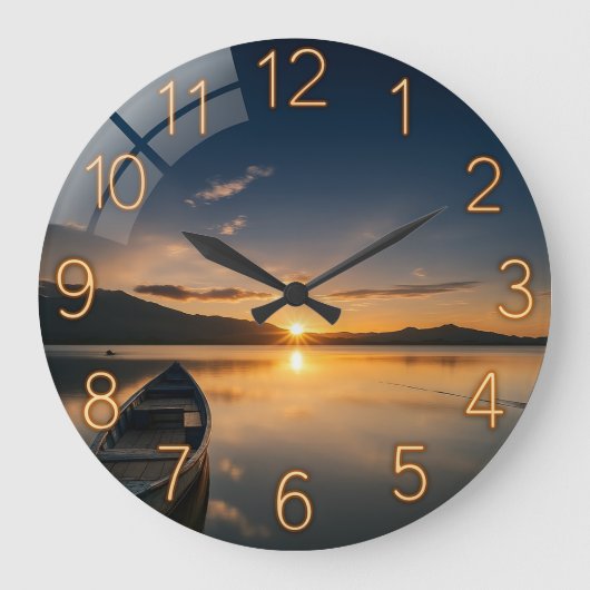 Nautical mountain lakehouse rustic nautical lake große wanduhr (Vorderseite)