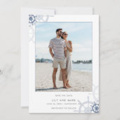 Nautical Nantucket Foto Elegante Hochzeit Save The Date (Vorderseite)