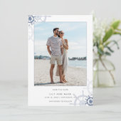 Nautical Nantucket Foto Elegante Hochzeit Save The Date (Stehend Vorderseite)
