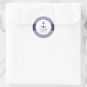 Nautical Navy Anchor Baby Dusche Vielen Dank Runder Aufkleber (Tasche)