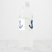 Nautical Navy Anchor Beach Wedding Brautparty Wasserflaschenetikett (Rückseite)