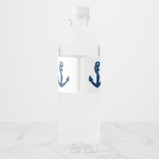 Nautical Navy Anchor Beach Wedding Brautparty Wasserflaschenetikett (Rückseite)