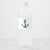 Nautical Navy Anchor Beach Wedding Brautparty Wasserflaschenetikett (Vorderseite)
