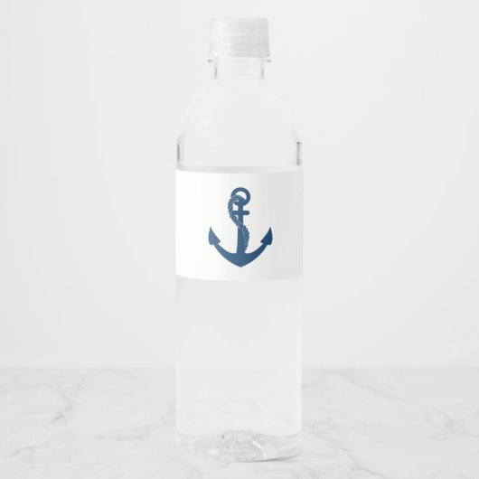 Nautical Navy Anchor Beach Wedding Brautparty Wasserflaschenetikett (Vorderseite)
