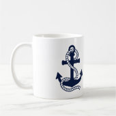 Nautical Navy-Anker {hole deine Farbe}-Tasse Kaffeetasse (Links)
