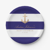 Nautical Navy Babydusche Pappteller (Vorderseite)