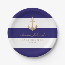 Nautical Navy Babydusche Pappteller
